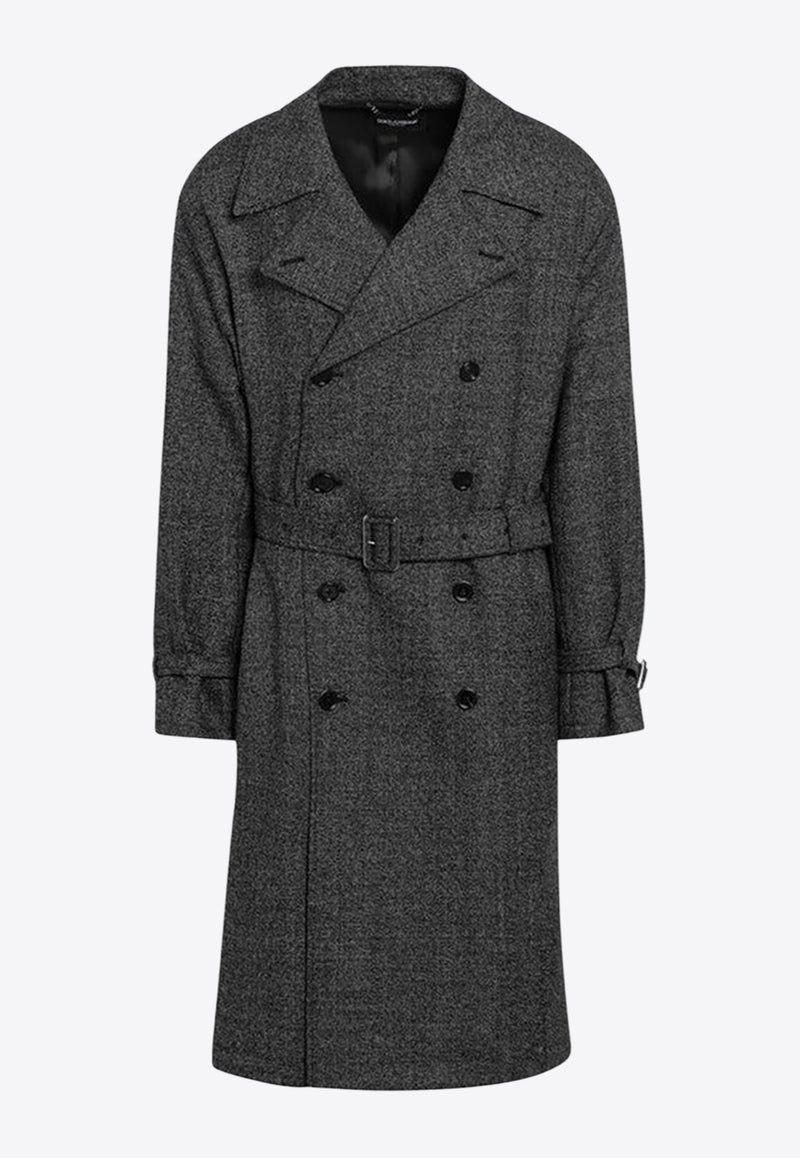 Dolce & Gabbana Double-Breasted Trench Coat Gray G052KTFM2G4/R_DOLCE-S8031