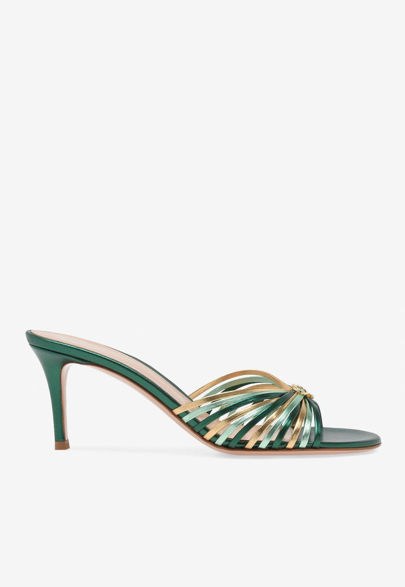 Gianvito Rossi Vyna 70 Nappa Leather Sandals G10016 70RIC NPSHUAM SILK HUNTER ALOE MEKONG Green