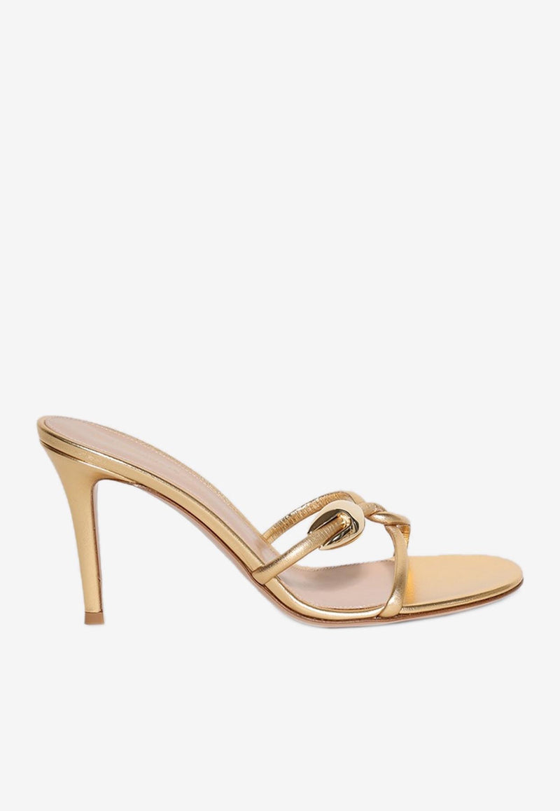 Gianvito Rossi 85 Metallic Leather Sandals G10085 85RIC NPSMEKO SILK MEKONG Gold