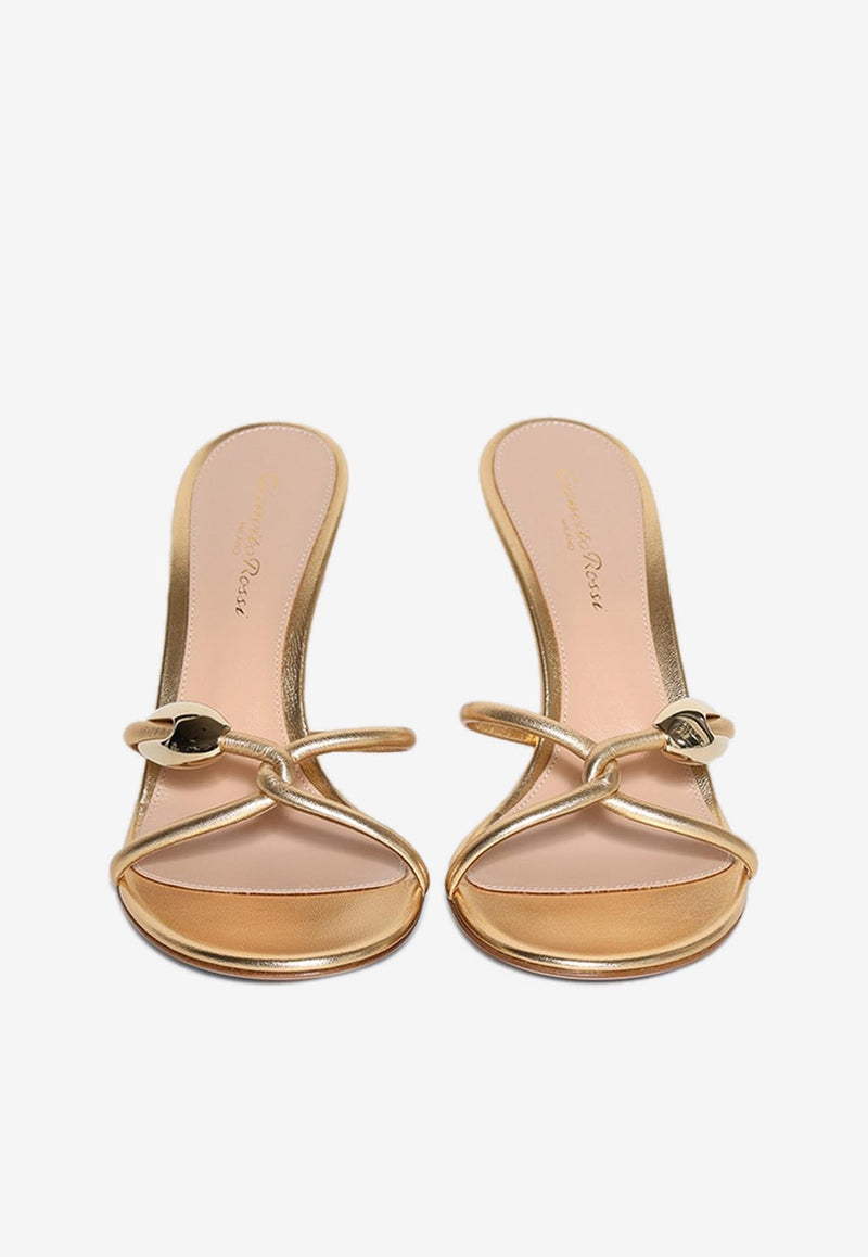 Gianvito Rossi 85 Metallic Leather Sandals G10085 85RIC NPSMEKO SILK MEKONG Gold