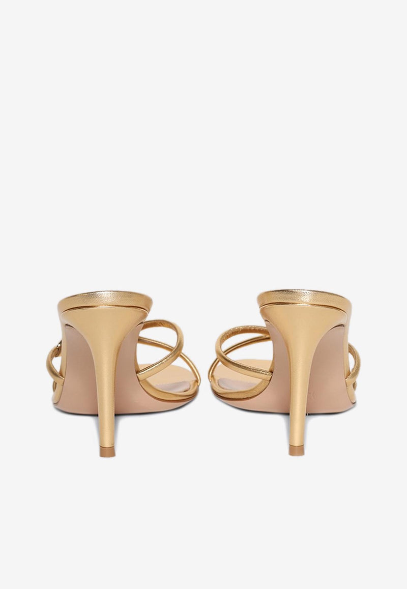 Gianvito Rossi 85 Metallic Leather Sandals G10085 85RIC NPSMEKO SILK MEKONG Gold