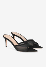 Gianvito Rossi Dorotea 70 Suede and Mesh Mules Black G10096.70RIC.COZNENE BLACK BLACK