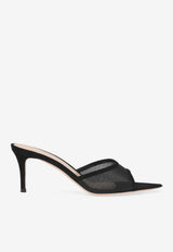 Gianvito Rossi Dorotea 70 Suede and Mesh Mules Black G10096.70RIC.COZNENE BLACK BLACK