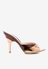 Gianvito Rossi Marea 95 Metallic Leather Mules Multicolor G10127 95RIC METRGBC ROSE GOLD+BRONZE+CABERNET