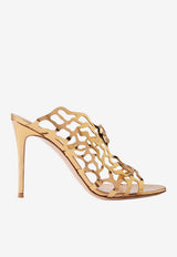Gianvito Rossi 95 Laser-Cut Metallic Leather Mules Gold G10145 95RIC METMEKO GOLD