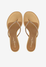 Gianvito Rossi India 70 Crystal Embellished Thong Sandals Gold G13270 70RIC CMIDOBR LIGHT BROWN + BRONZE