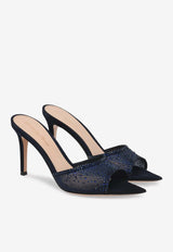 Gianvito Rossi Rania 85 Crystal Mesh Mules Blue G15040.85RIC.COZDEDE DENIM DENIM