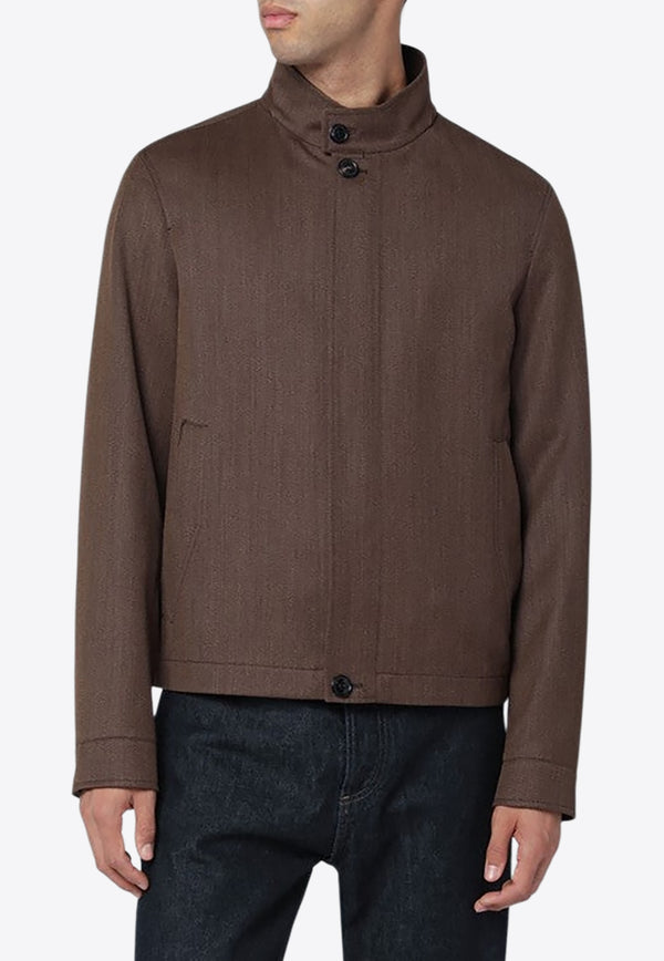 ZEGNA Wool Jacket with Stand-Up Collar Brown G154UGT26A2/R_ZEGNA-M96