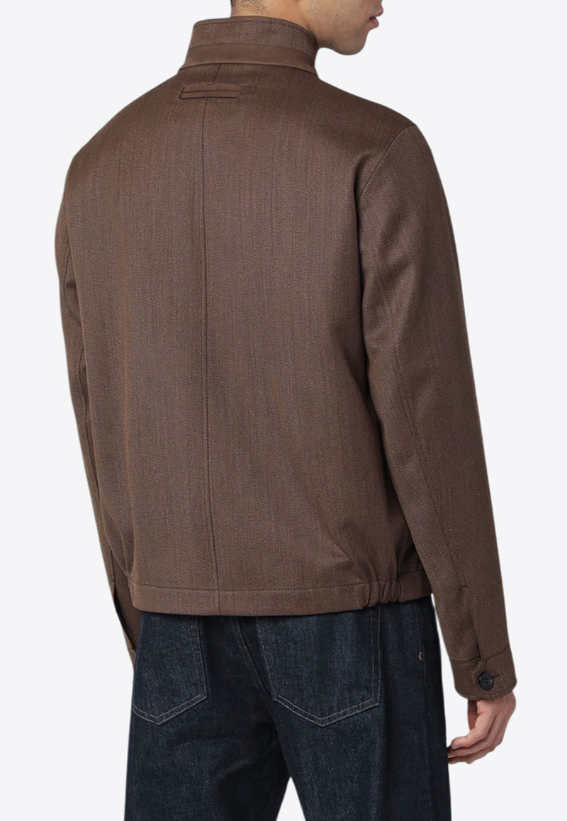 ZEGNA Wool Jacket with Stand-Up Collar Brown G154UGT26A2/R_ZEGNA-M96