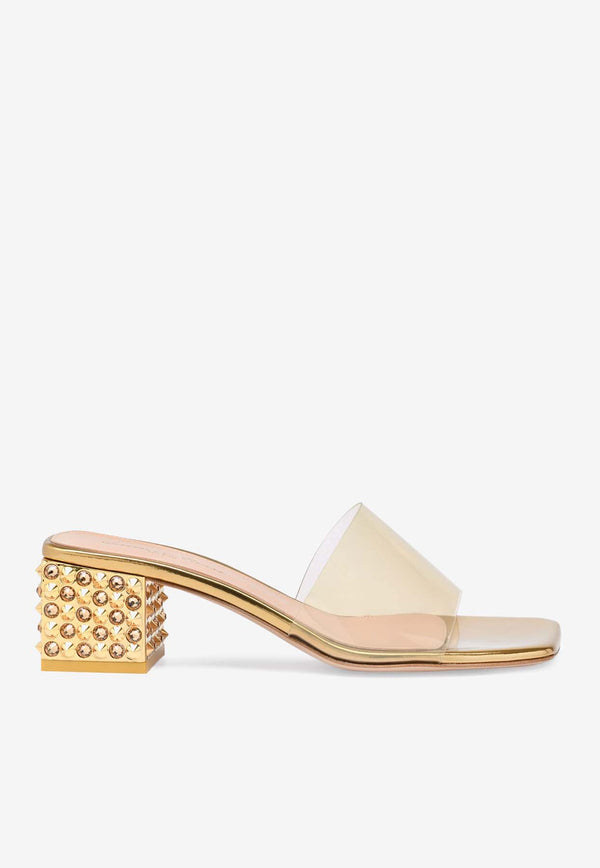 Gianvito Rossi Kara 45 Crystal and Stud Embellished Mules G15710 45CRO GMEMEKM METAL MEKONG MEKONG