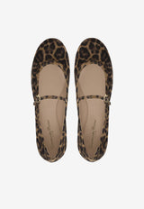 Gianvito Rossi Carla Leopard-Print Ballerina Flats G22223 05GOM CMDALLP LEOPARD PRINT ALMOND LE