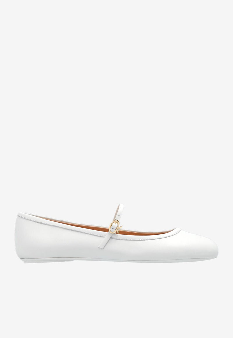 Gianvito Rossi Carla Leather Ballet Flats G22223 05GOM NAPBIAN LAMB WHITE