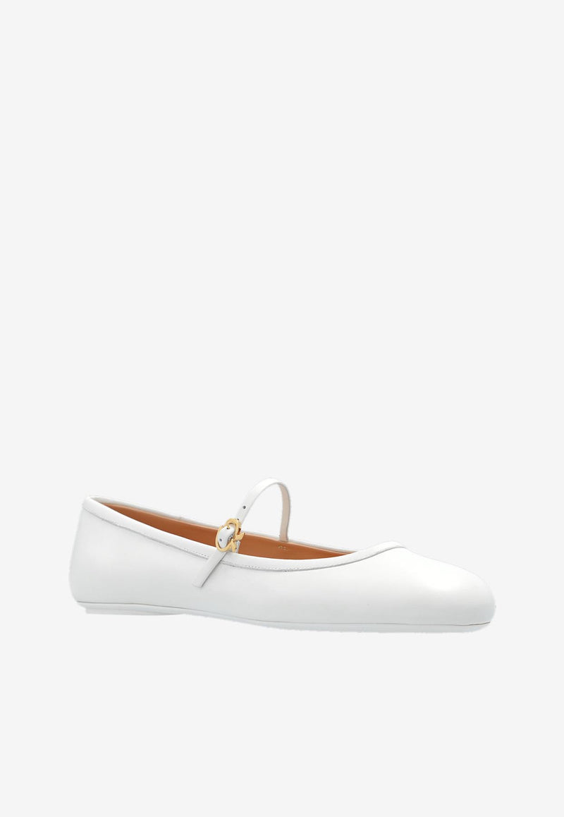 Gianvito Rossi Carla Leather Ballet Flats G22223 05GOM NAPBIAN LAMB WHITE