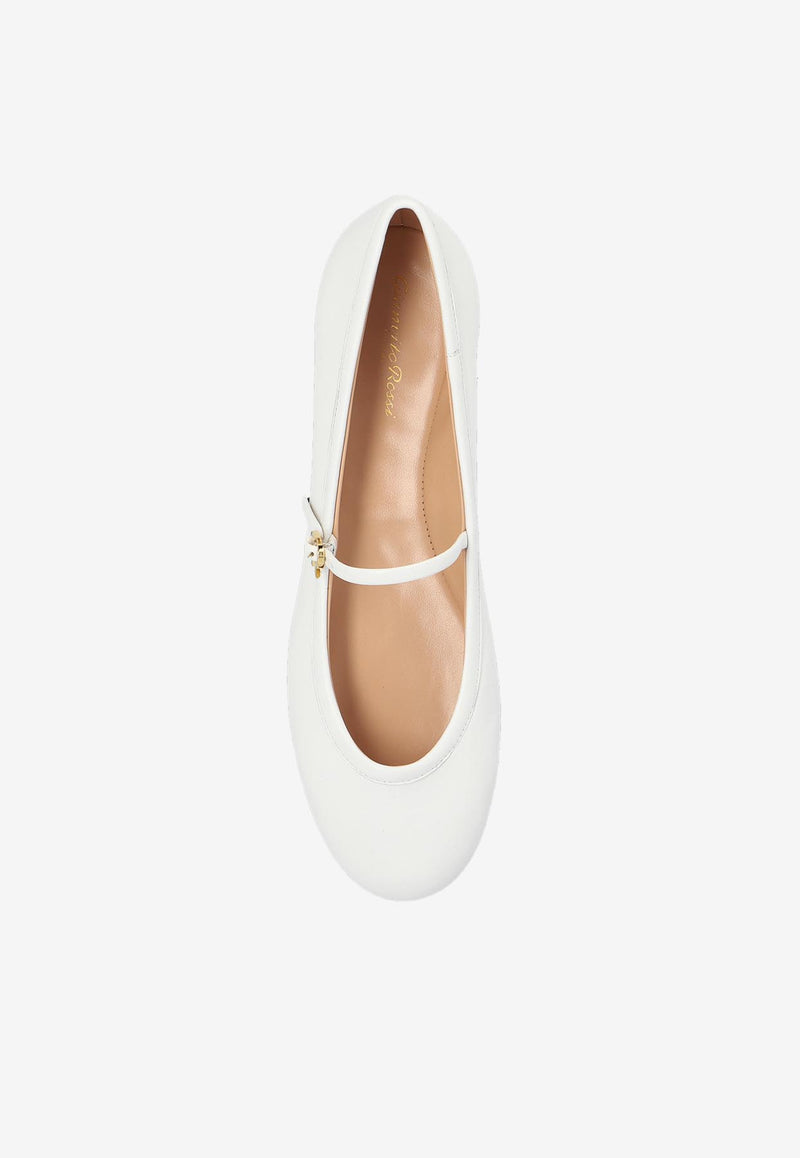 Gianvito Rossi Carla Leather Ballet Flats G22223 05GOM NAPBIAN LAMB WHITE