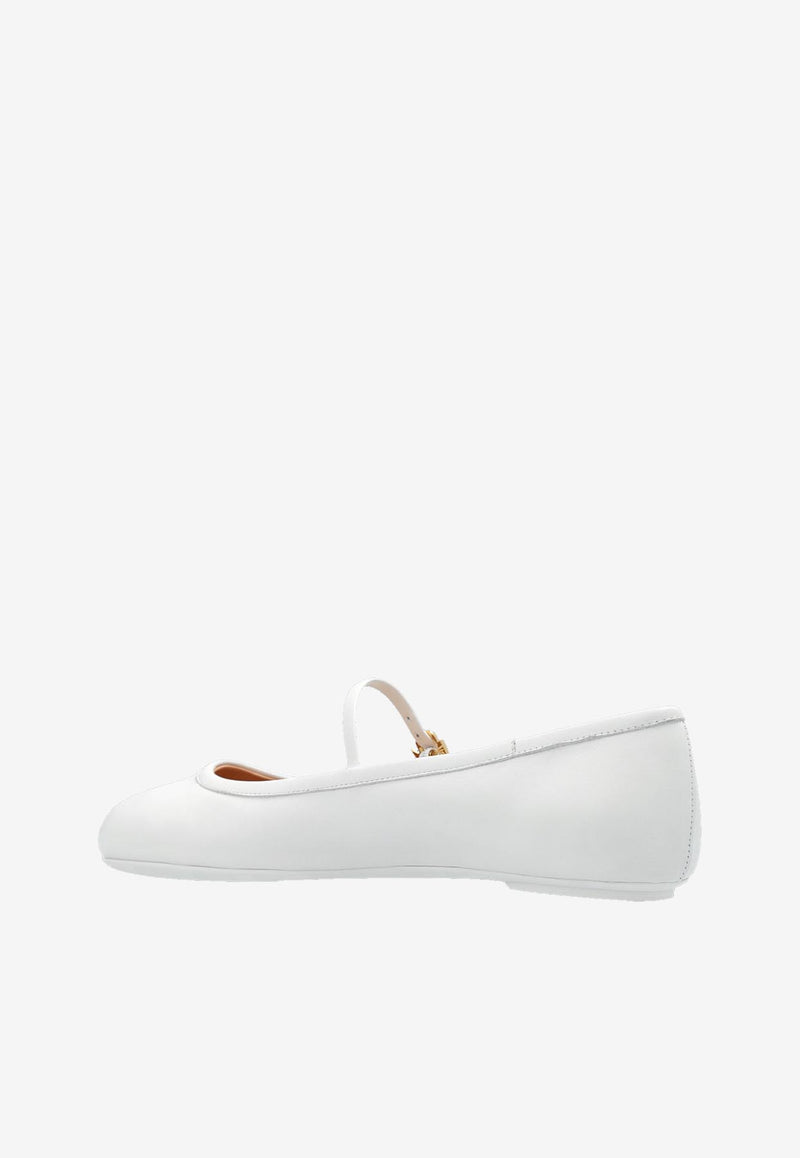 Gianvito Rossi Carla Leather Ballet Flats G22223 05GOM NAPBIAN LAMB WHITE