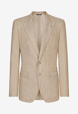 Dolce & Gabbana Single-Breasted Linen Blazer G2NW0T FU4L0 S8230 Beige