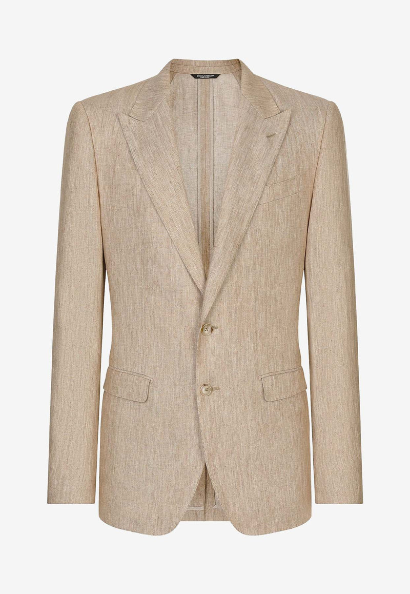 Dolce & Gabbana Single-Breasted Linen Blazer G2NW0T FU4L0 S8230 Beige