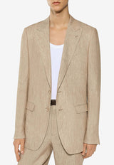 Dolce & Gabbana Single-Breasted Linen Blazer G2NW0T FU4L0 S8230 Beige