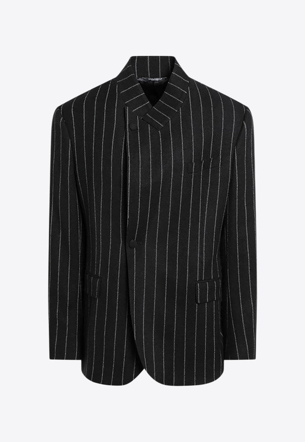 Dolce & Gabbana Striped Single-Breasted Jacket Black G2VO4TFRMD4/R_DOLCE-S8051