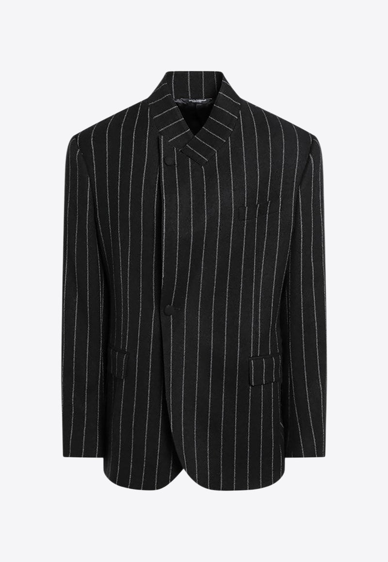 Dolce & Gabbana Striped Single-Breasted Jacket Black G2VO4TFRMD4/R_DOLCE-S8051