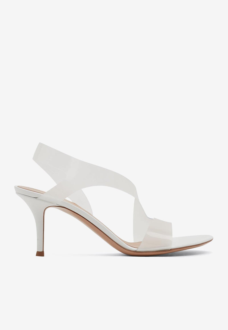 Gianvito Rossi Metropolis 70 PVC Sandals G31843 70RIC GSVBIBI PATENT WHITE WHITE