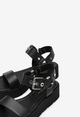 Gianvito Rossi Buckle-Detailed Leather Flatforms G32341CLN/O_GIANV-NERO