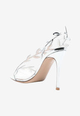 Gianvito Rossi Flavia 105 Sandals in Mirror-Effect Leather Silver G32407.15RIC.GMETRAR SILVER