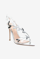 Gianvito Rossi Flavia 105 Sandals in Mirror-Effect Leather Silver G32407.15RIC.GMETRAR SILVER