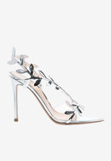 Gianvito Rossi Flavia 105 Sandals in Mirror-Effect Leather Silver G32407.15RIC.GMETRAR SILVER