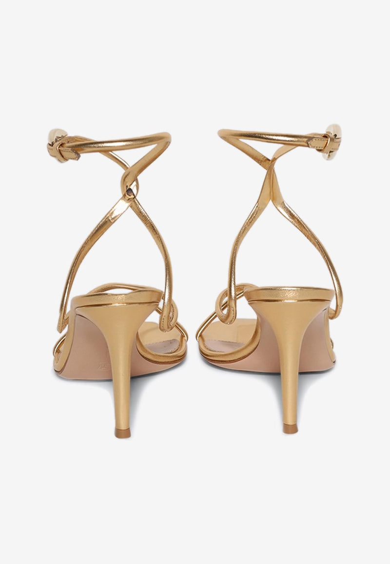 Gianvito Rossi Mamba 85 Metallic Leather Sandals G32575 85RIC NIGMETR LAMB SILK MEKONG Gold