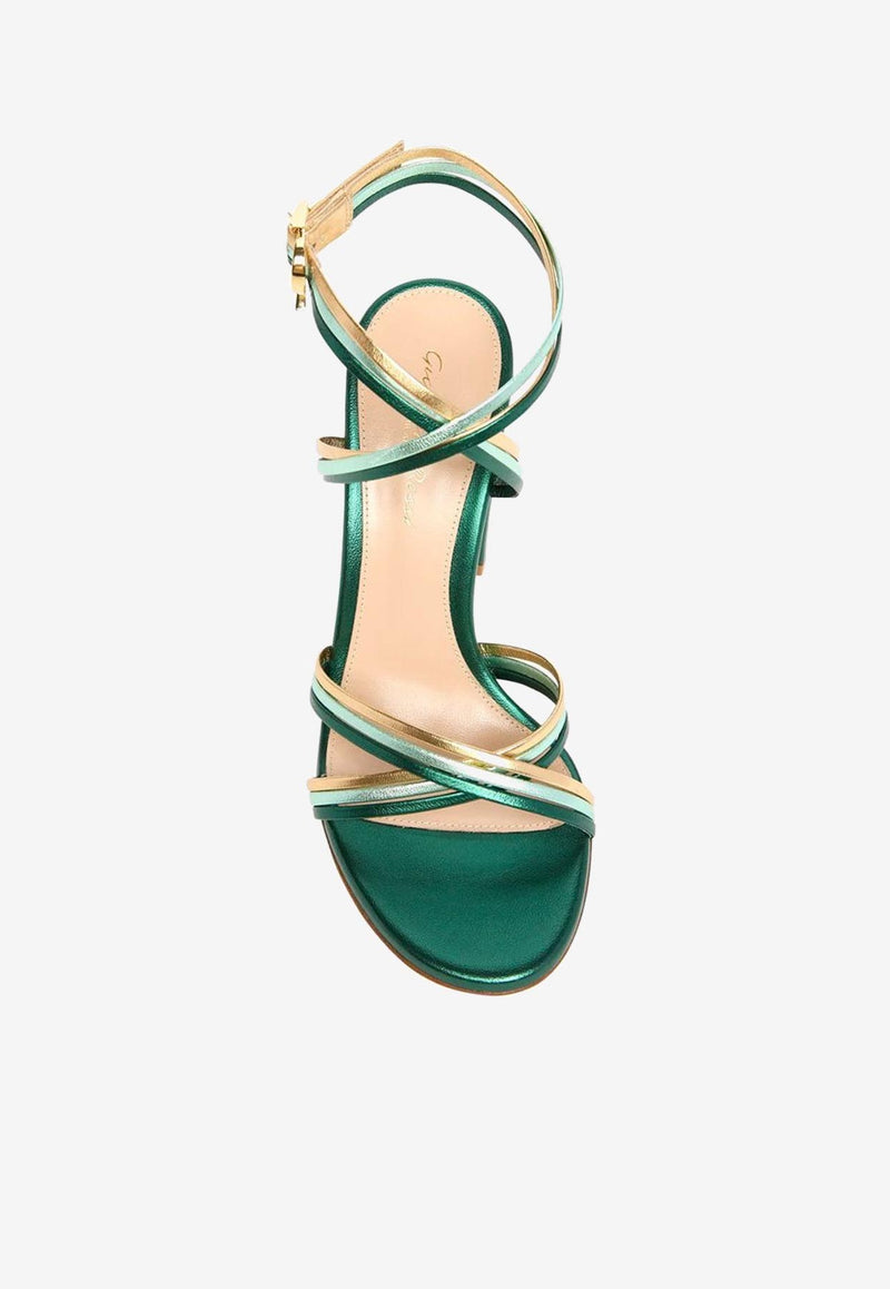 Gianvito Rossi Calissa 85 Leather Sandals G32588 85RIC NPSHUAM LAMB SILK HUNTER Green
