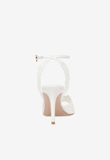 Gianvito Rossi Yvone 85 Lace and Leather Sandals White G32607.85RIC.MHPBIBI WHITE WHITE