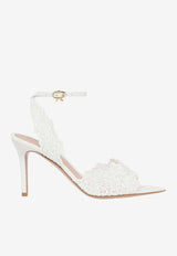 Gianvito Rossi Yvone 85 Lace and Leather Sandals White G32607.85RIC.MHPBIBI WHITE WHITE