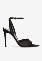 Gianvito Rossi Dorotea 105 Suede and Mesh Sandals Black G32611.15RIC.COZNENE BLACK BLACK
