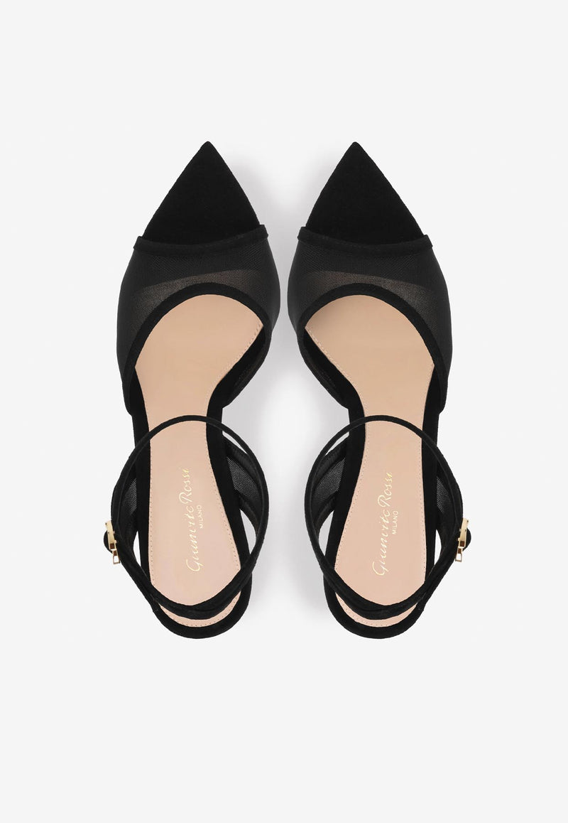 Gianvito Rossi Dorotea 105 Sandals G32611 15RIC COZNENE ORGANZA BLACK BLACK