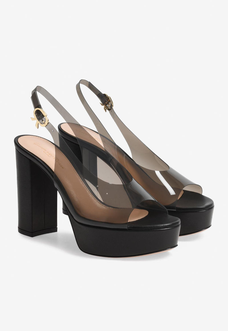 Gianvito Rossi Mindy 70 Slingback Platform Pumps G32619 70RIC GNPFUNE LAMB FUME BLACK