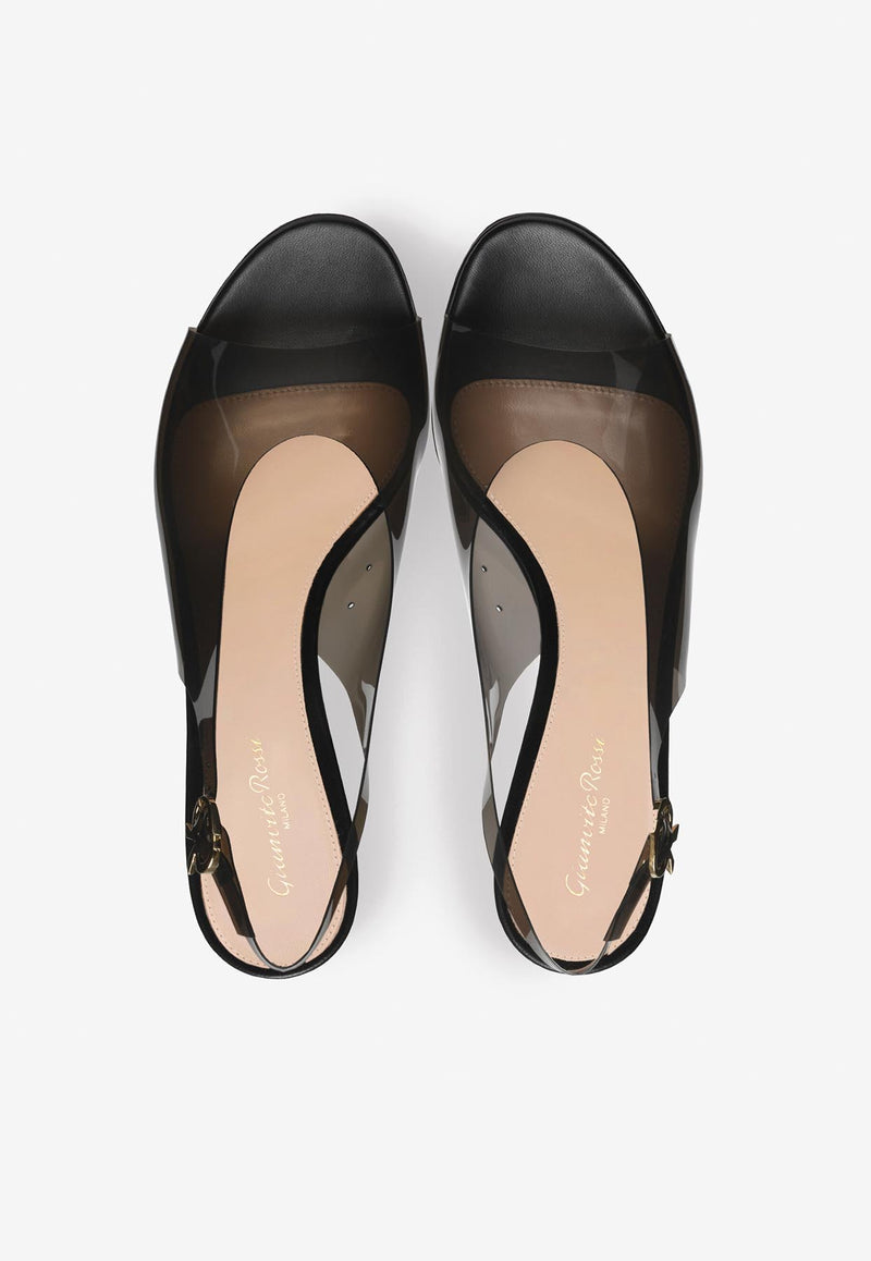 Gianvito Rossi Mindy 70 Slingback Platform Pumps G32619 70RIC GNPFUNE LAMB FUME BLACK