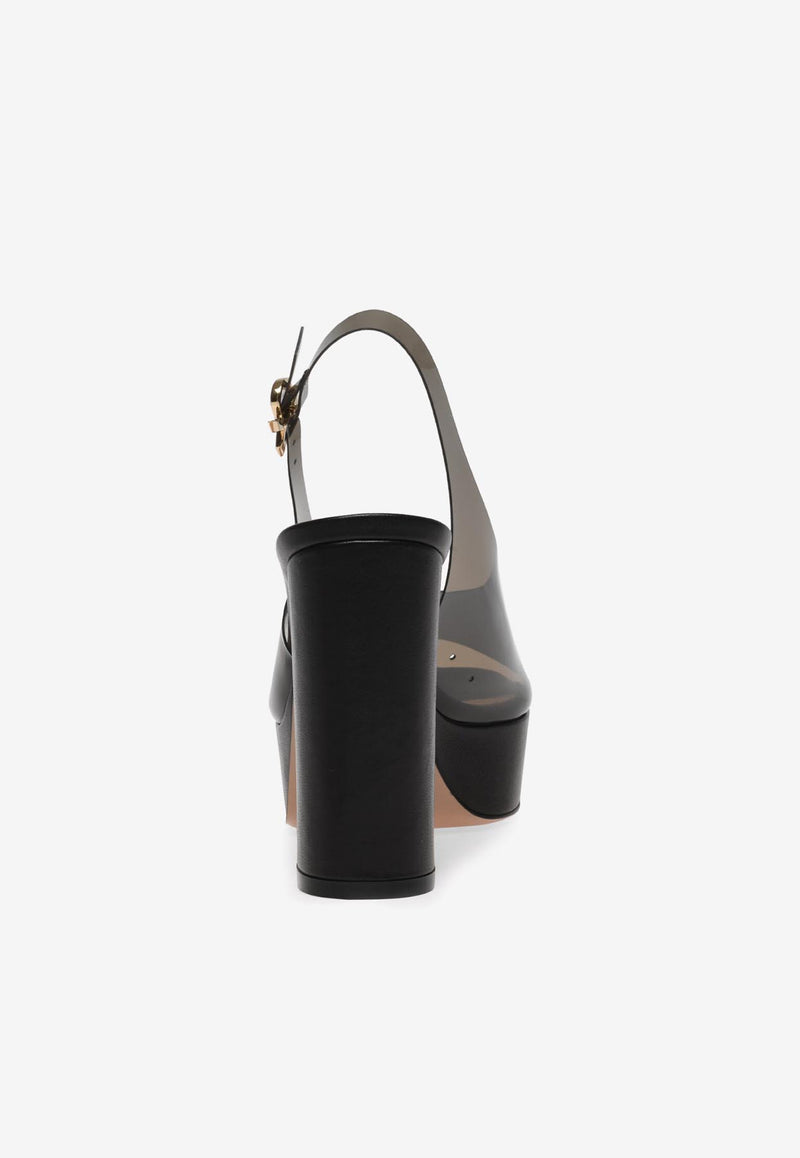 Gianvito Rossi Mindy 70 Slingback Platform Pumps G32619 70RIC GNPFUNE LAMB FUME BLACK