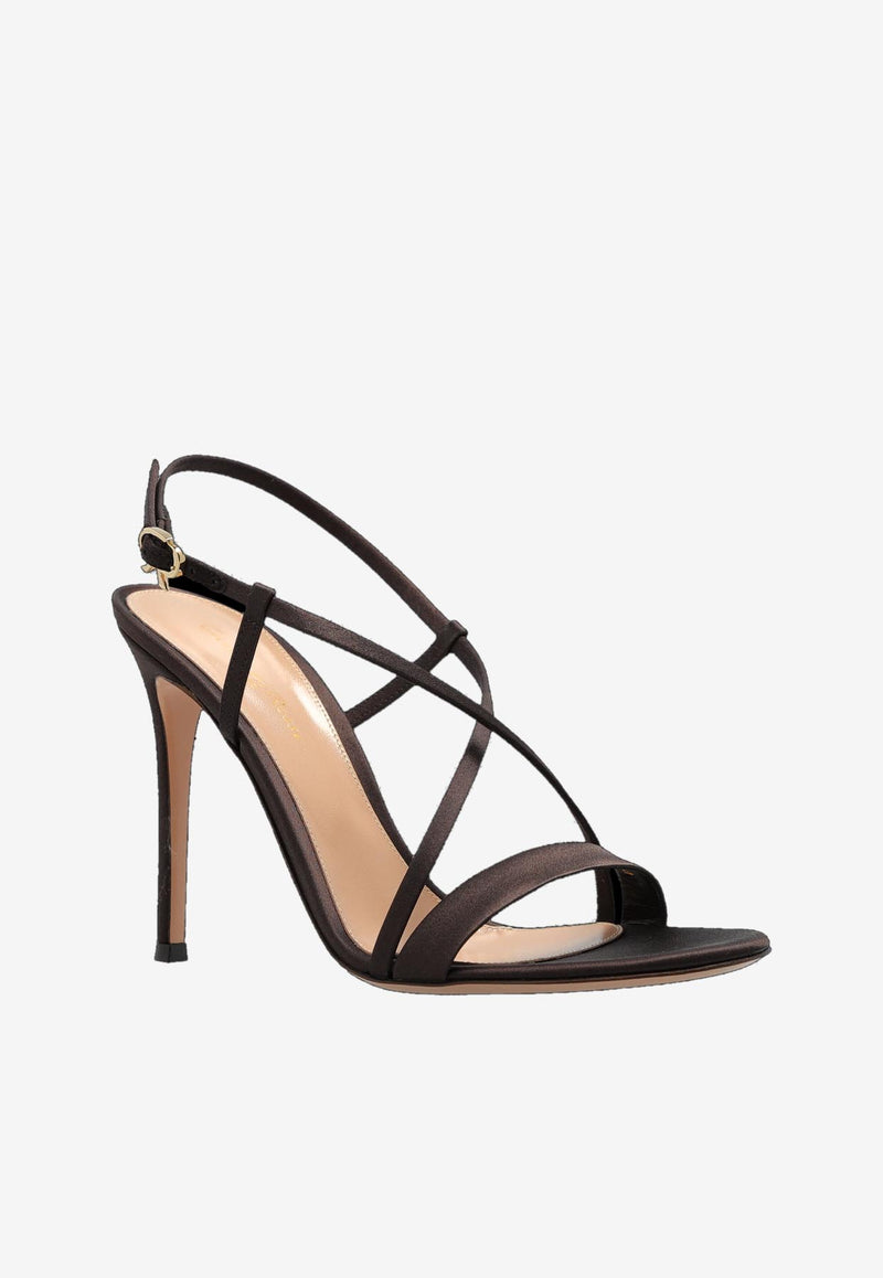 Gianvito Rossi Larisse 105 Sandals G32625 15RIC CREMOKA CREPE SATIN MOKA