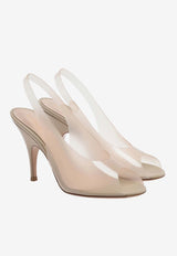 Gianvito Rossi Amelie 95 Plexi Slingback Sandals Nude G32774.95RIC.GVTNUSA NUDE SAND