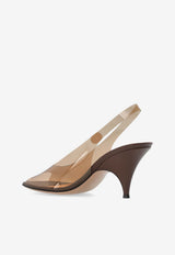 Gianvito Rossi Amelie 70 Plexi Slingback Sandals Brown G32775.70RIC.GVTBROB BROWN BROWN