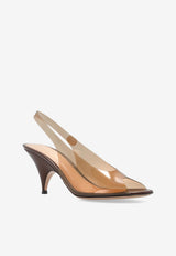 Gianvito Rossi Amelie 70 Plexi Slingback Sandals Brown G32775.70RIC.GVTBROB BROWN BROWN