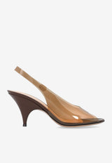 Gianvito Rossi Amelie 70 Plexi Slingback Sandals Brown G32775.70RIC.GVTBROB BROWN BROWN