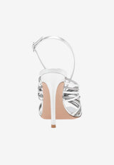 Gianvito Rossi Muse 105 Slingback Sandals in Metallic Nappa Leather Silver G32784.15RIC.NPSAACC SILVER STEEL