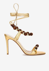 Gianvito Rossi Pandawa 95 Metallic Leather Wraparound Sandals Gold G32787.95RIC.NPSMEKO SILK MEKONG
