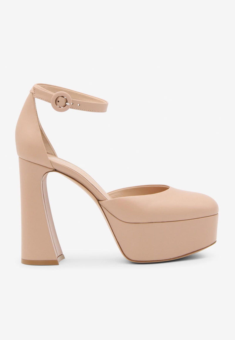 Gianvito Rossi Holly D'Orsay 70 Patent Leather Platform Pumps Peach G40389 70RIC NAPPEAH LAMB PEACH