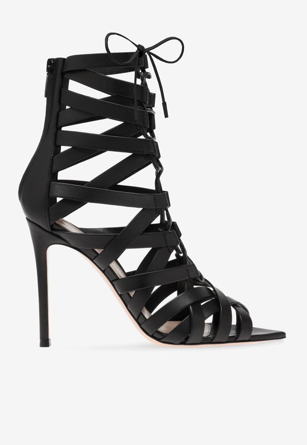 Gianvito Rossi Catherine 105 Caged Ankle Boots in Nappa Leather G50635 15RIC NAPNERO LAMB BLACK