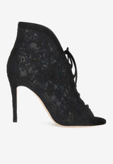 Gianvito Rossi Claudia 95 Floral Lace Boots Black G50646.95RIC.LRMNENN BLACK BLACK BLACK
