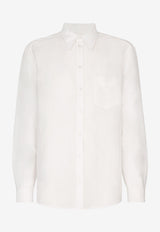 Dolce & Gabbana Linen Blend Long-Sleeved Shirt White G5IY3Z HUMG4 W0111