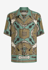 Dolce & Gabbana Cargo Print Hawaii Silk Bowling Shirt Multicolor G5JH9T HI12C HV5XH
